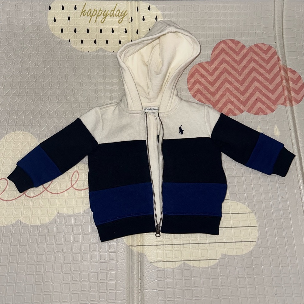 Ralph Lauren Baby hoodie 6M Navy & White. NWNT.